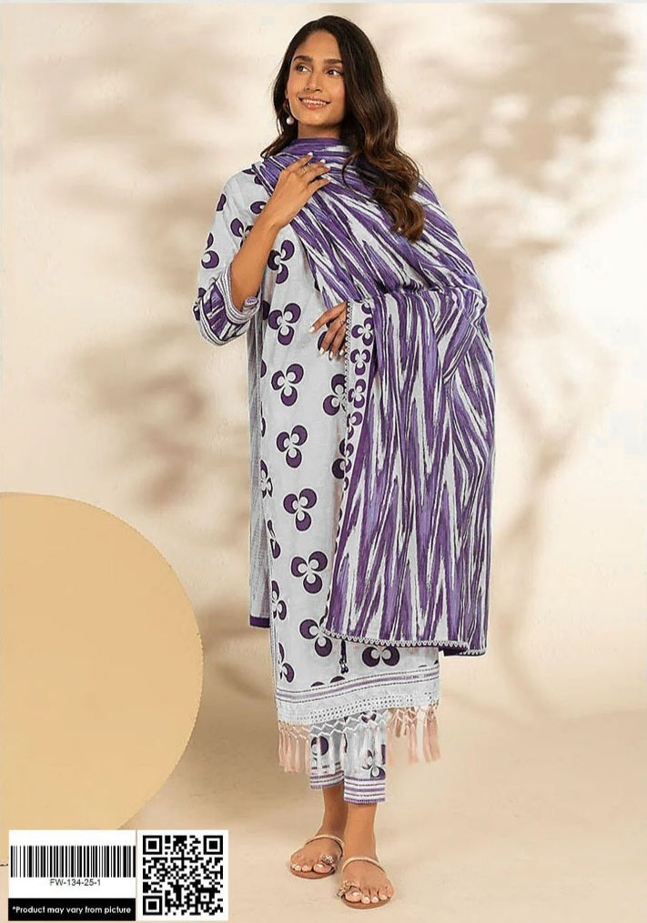 Printed Khaddar 3-Piece Unstitched Fabric